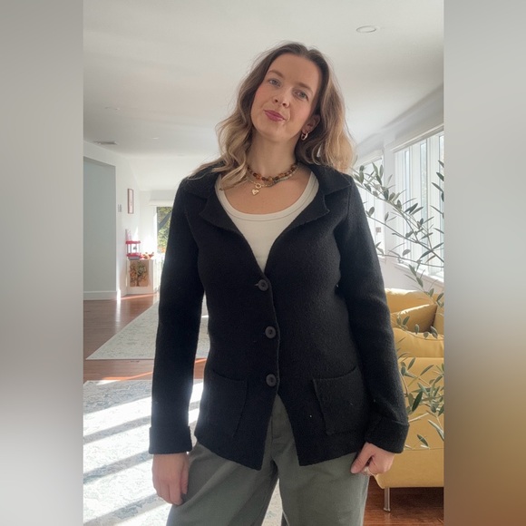 COCOGIO Italy Gray Wool Blend Cardigan Sweater Blazer Jacket - Sz S - Picture 10 of 10